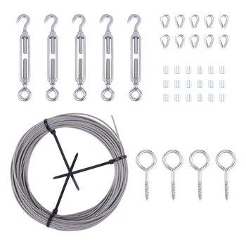 

1 Set Multi-purpose Fence Cable Hanging Line Garden Wire Kit for Building Office Home Garden