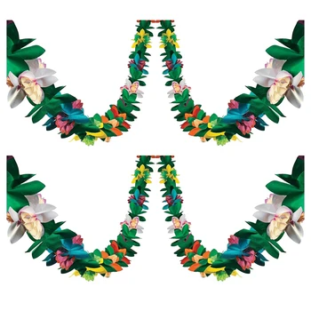 

Paper Garland Decorations, 4Pcs Hibiscus Garland Tissue Flower Banner Tropical Paper Flowers Luau Party Decorations