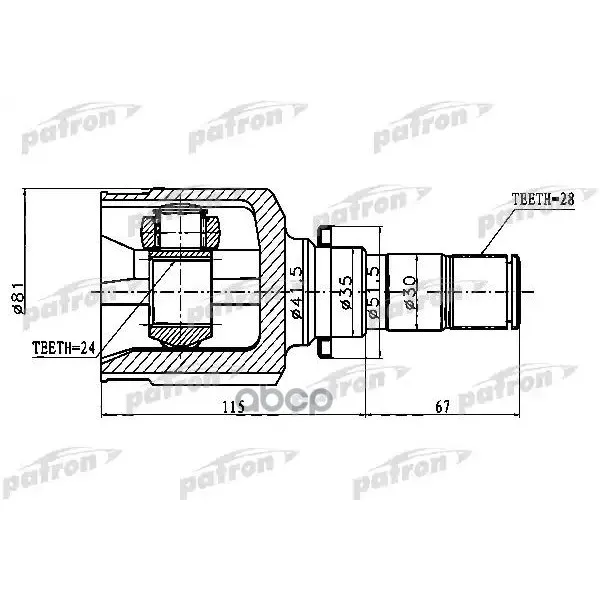 Шрус Внутренний Левый 28x35x24 Mazda 3 Bk 03-08 PATRON арт. PCV1747