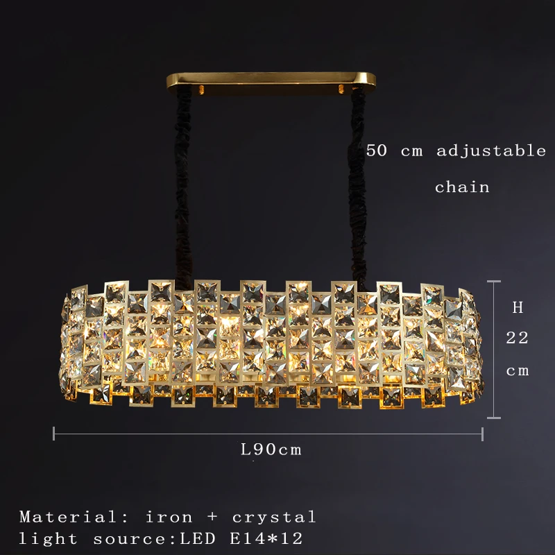 Nordic Golden Modern LED Ceiling chandelier Dining Room Decoration Lamp Square, Round Crystal Lamp mid century modern chandelier Chandeliers