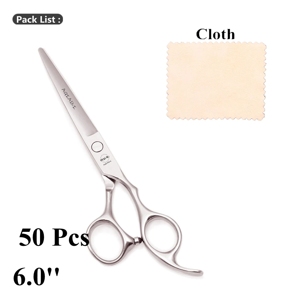 50 Pcs AQIABI Hair Cutting Scissors Barber Scissors Professional Hairdressing Scissors Hair Japan 440C Thinning Shears A1006 - Color: A1006 Yin C 60N