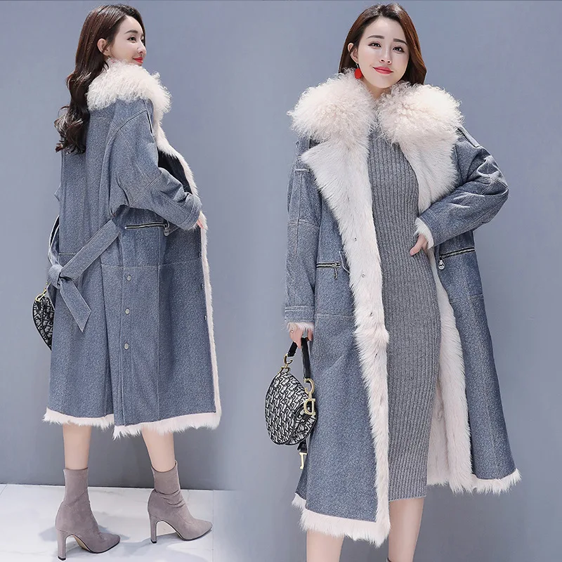 

Plus Velvet Cotton-padded Clothes Women's 2018 Winter New Style Overcoat Lambs Wool Thick Coat Mid-length over-the-Knee Cotton C