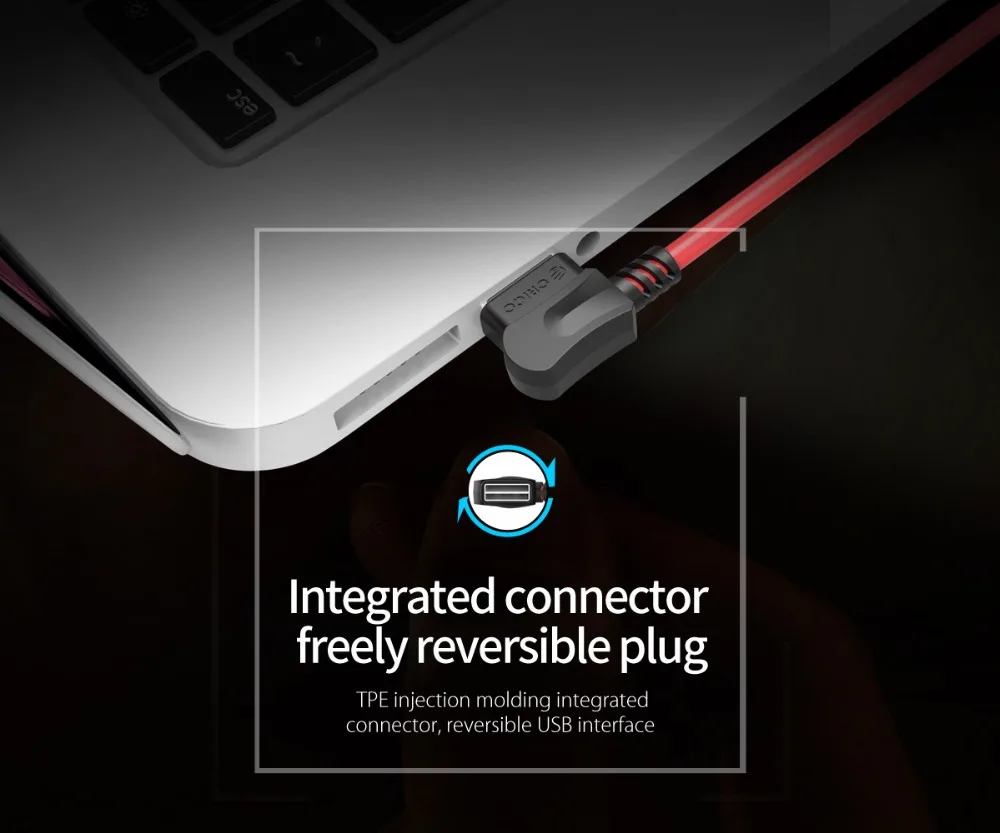 ORICO прямоугольный изгиб для телефонов USB TYPE C, usb-кабель для зарядки samsung Galaxy-S10 Note 10, OnePlus 7, Xiaomi 9 USB-C