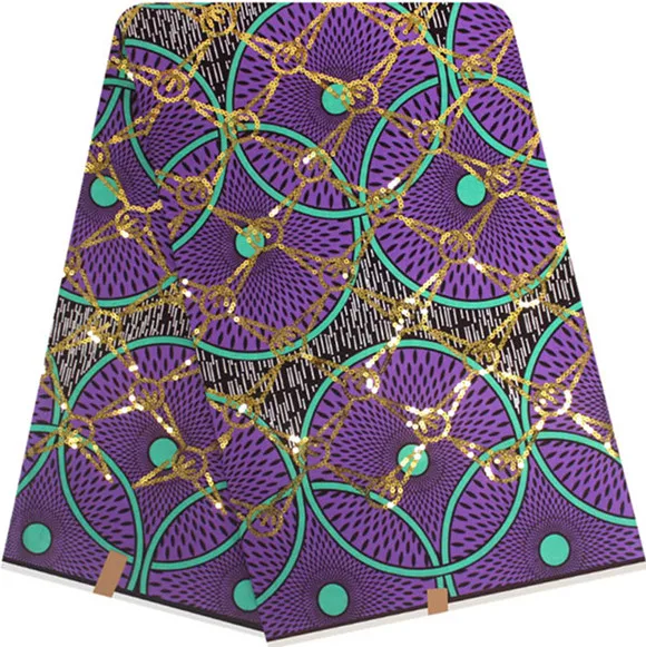 Анкара ткань для пэчворка африканская восковая печать ткань tissus воск с золотыми блестками африканская Ткань 6 ярдов хлопковая ткань LP-A7