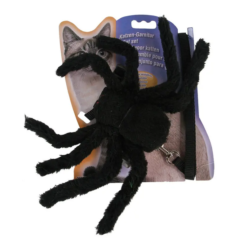 Хэллоуин кошачий собачий ошейник шлейка с поводком Регулируемый жилет с пауком поводок Тяговый канат для щенка рождественские товары для домашних животных