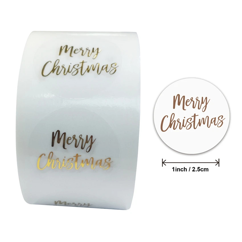 Round Clear Merry Christmas Stickers 100-500pcs Sealing Label Stickers for XMAS Cards Box Package Wedding Party Christmas Gifts christmas tree clear stamps