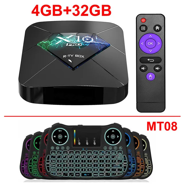X10 PRO Android 9,0 Smart tv BOX Amlogic S905X2 Четырехъядерный 4 ГБ ОЗУ 64 Гб ПЗУ BT4.0 2,4G/5G двойной wifi USB3.0 3D 4K HDR телеприставка - Цвет: 4GB 32GB add MT08