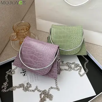 

Women Casual Shoulder Messenger Bags PU Leather Pure Color Chain Tote Purses Youth Ladies Simple Versatile Bag