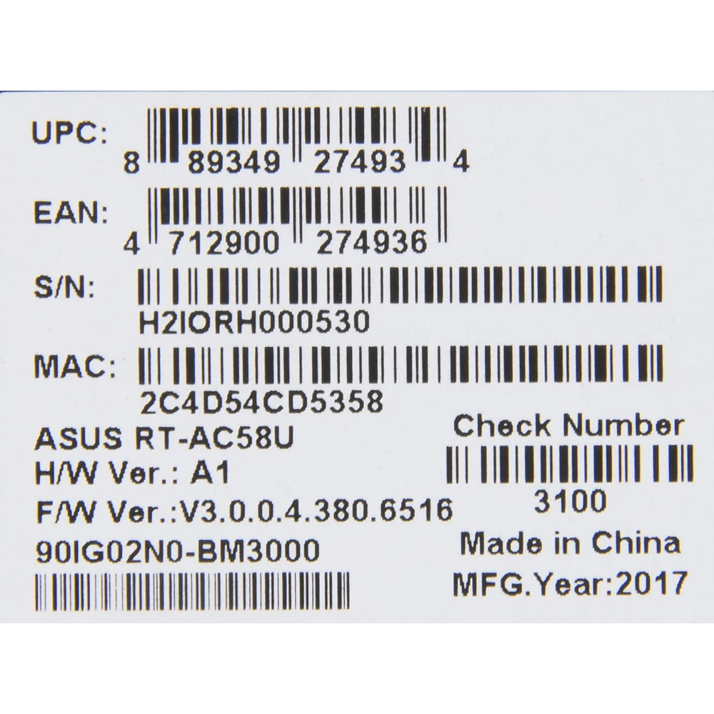 Роутер беспроводной Asus RT-AC58U AC1300 10/100/1000BASE-TX/4G ready черный