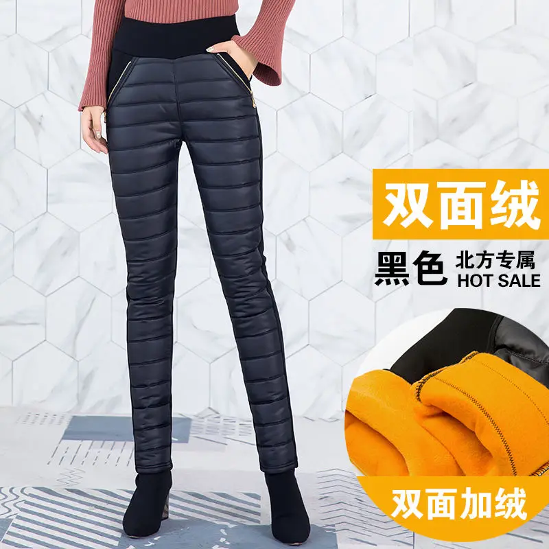 Black zipper Новые зимние теплые штаны из толстого хлопка для девушек модные обтягивающие Стрейчевые штаны с высокой талией повседневные удобные зимние штаны для женщин - Цвет: Black zipper