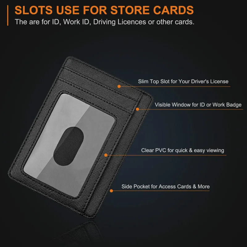 RFID натуральная кожа легко нажимать визитница мужской черный широкий плюс размер бумажник для документов прозрачный оконный чехол
