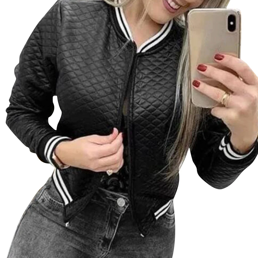 Women Spring Autumn Jackets Long Sleeve Tops Short Basic Jackets Thin Bomber Baseball Coat New Zipper Ladies Outwear D30