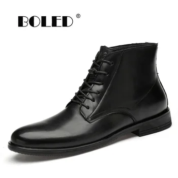 

Natural Leather Men Boots Pointed Toe Autumn Ankle Boots Retro Lace Up Shoes Men High Quality Outdoor Men Shoes