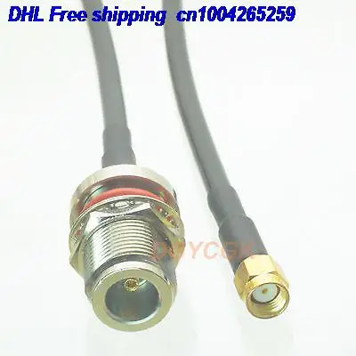 

DHL 50pcs N female bulkhead to RPSMA male jack straight KSR195 Jumper pigtail 20" cable 22j