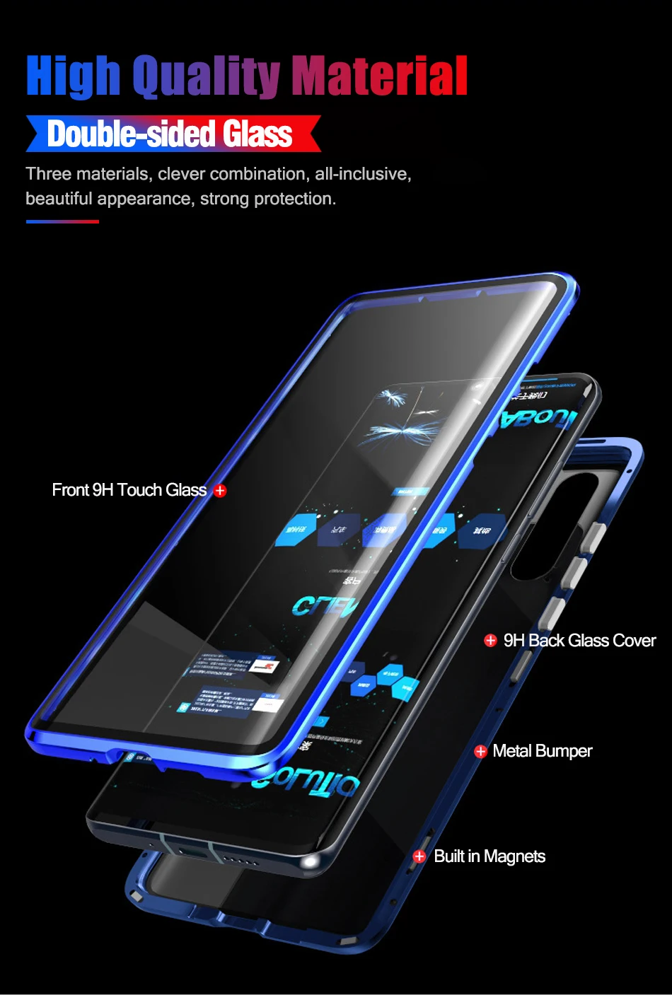 Магнитный двойной стеклянный чехол для Hauwei Hawei huawei P30 Pro P 30 Lite 30 Lite светильник Nova 5 T 5 T T5 закаленное стекло 360 ° полное покрытие