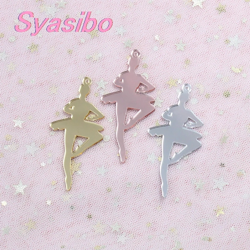 (4pcs) 70mm AC1097 Acrylic Dancer Ballerina Party Oranments DIY Laser Cutout Gold/Silver/Rose Mirror Ballet | Дом и сад
