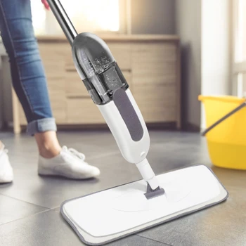 

Spray Floor Mop Self Wringing with Microfiber Pads Free Hand Washing Flat Mop 360 Rotating Magic Mops Squeezing Floor Cleaner