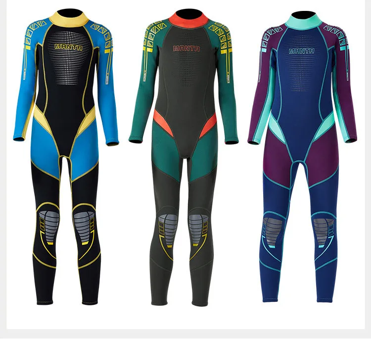 2.5mm full body neoprene swimsuit boys girls neoprene wetsuit kids one piece swimwear children diving suit Back Zip wet suit