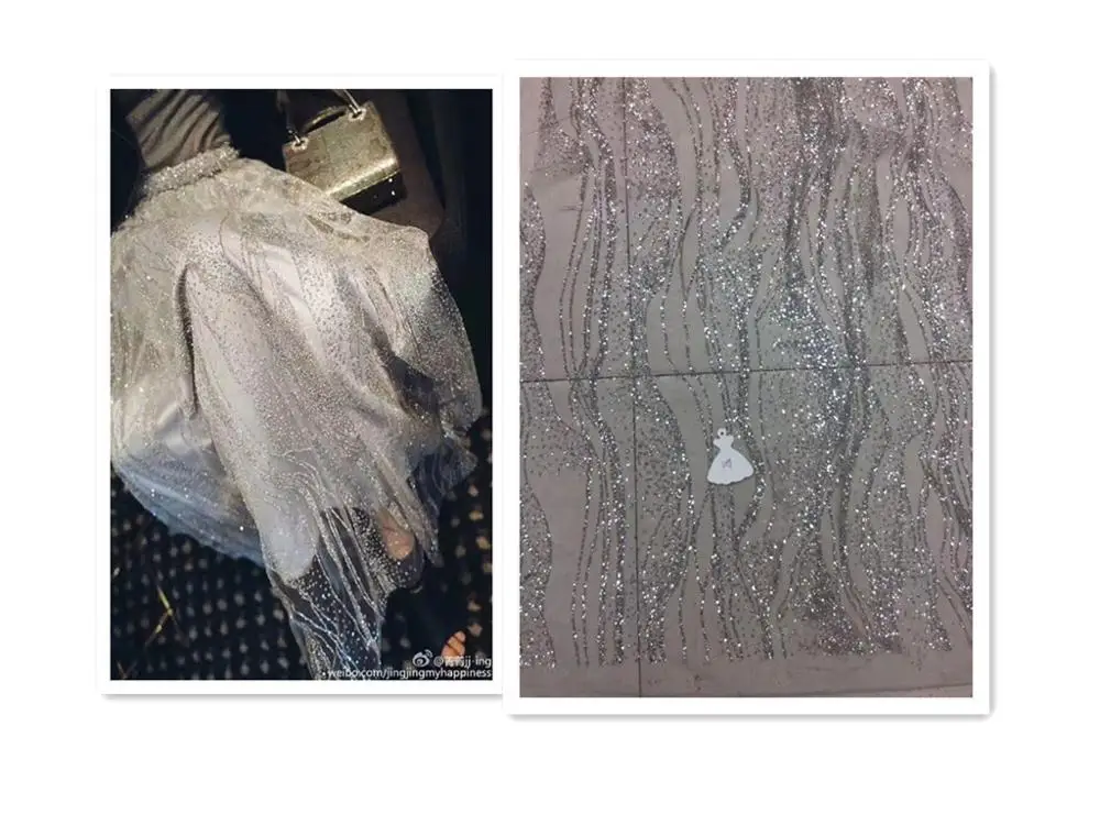 sparkly New design glued glitter african lace fabric sequins French tulle | Дом и сад