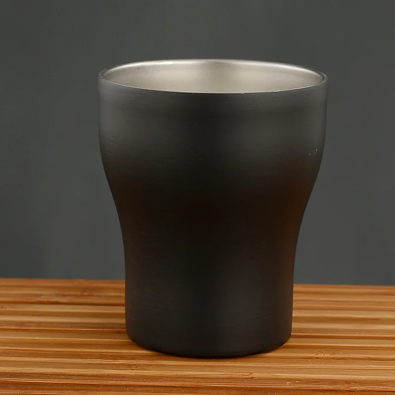 YJ. SHYU 250 мл кружка для кофе с вакуумной изоляцией с двойными стенками из нержавеющей стали, металлические чашки для вина, чая, пива и кружки для пикников для дома и офиса - Цвет: Черный