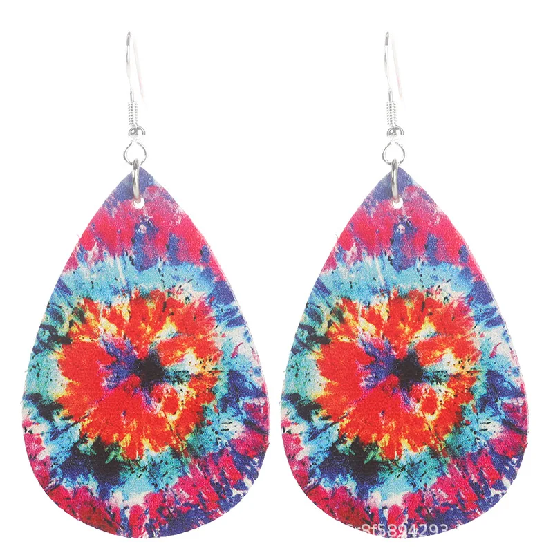 3pcs Thanksgiving Double-sided PU Leather Earrings Swirl Teardrop Dangle Printed Earrings Christmas Fashion Jewelry Gift New - Image 6