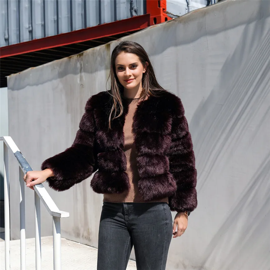 Зимнее пальто размера плюс, Женская куртка, одноцветная верхняя одежда из искусственного меха, кардиган, Свободное пальто на пуговицах с карманами, короткое пальто для женщин, пальто Y5