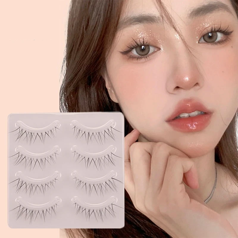4pairs Natural False Eyelashes HandMade Short LighterSoft EyelashCosplay Korean Fashion Wispy