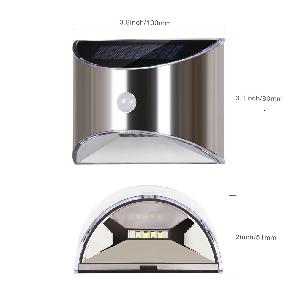 LED Solar Light Solar Wall Light for Garden Patio Pathway, Fence Stairs Stainless Steel Waterpoof Outdoor Light with Motion Sensor (16)