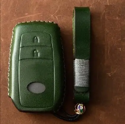 2Button green Чехол из натуральной кожи с дистанционным управлением для Toyota Camry Highlander Prado Crown Land Cruiser Prius Vitz Reiz Fortuner Prius - Название цвета: 2Button green