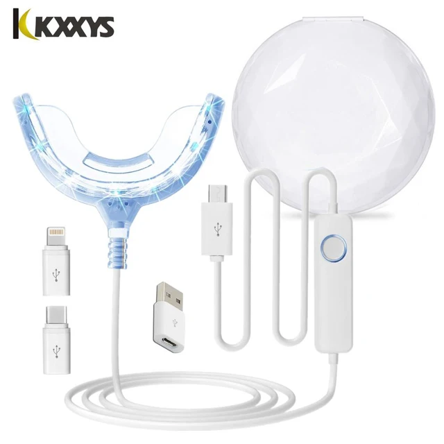 Smart LED Timing Dental whitening Lights Kit Use with Android&IOS Cellphone,With Peroxide Bleaching Gel for Teeth