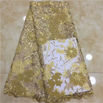 

Cassiel 2019 High Quality Lace French Milk Silk Sequins Net Lace African Nigerian Tulle Lace Fabric For Wedding Party Dress