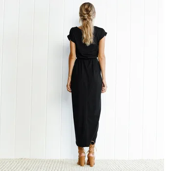 

hot sale Spring, summer and autumn 2020 6 colors 7 size fashion short sleeve front split irregular short sleeve slim dress 0432
