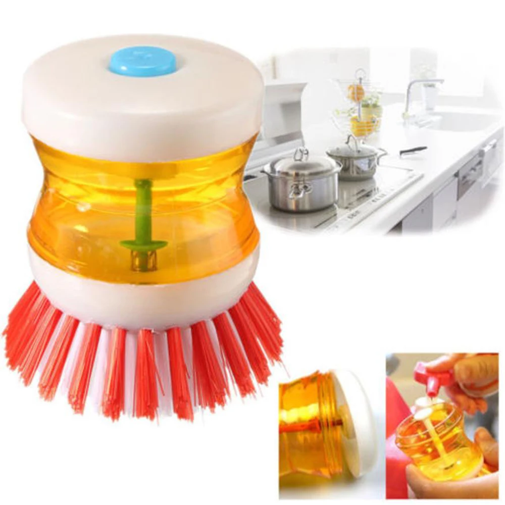 

New Home Kitchen Washing Utensils Pot Dish Brush With Washing Up Liquid Soap Dispenser Wash Pot Brush