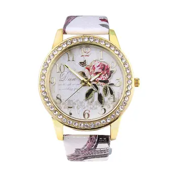 

Personality Women Quartz Watch Flower Pattern Bracelet Watch Ladies Watch Fashion Wild Print Quartz Watch