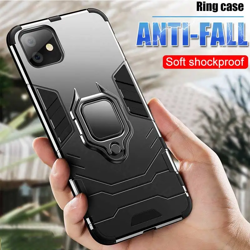 

Luxury Soft Silicone Shockproof Case For iPhone 11 Pro X XR XS Max Armor Back Case For IPhone 8 7 6 6s Plus Car Ring Holder Case