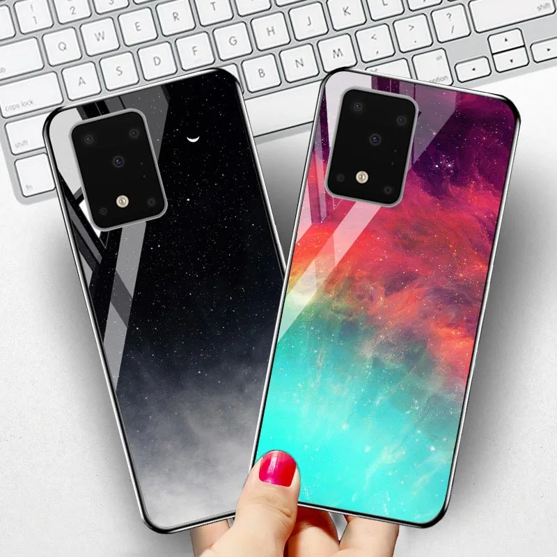 Закаленное стекло чехол для Samsung Note 10 8 Случаи Star Space Бампер для Samsung Galaxy S8 S9 S10 Plus S10e 5G S20 Ультра Обложка Etui|Специальные чехлы| | АлиЭкспресс