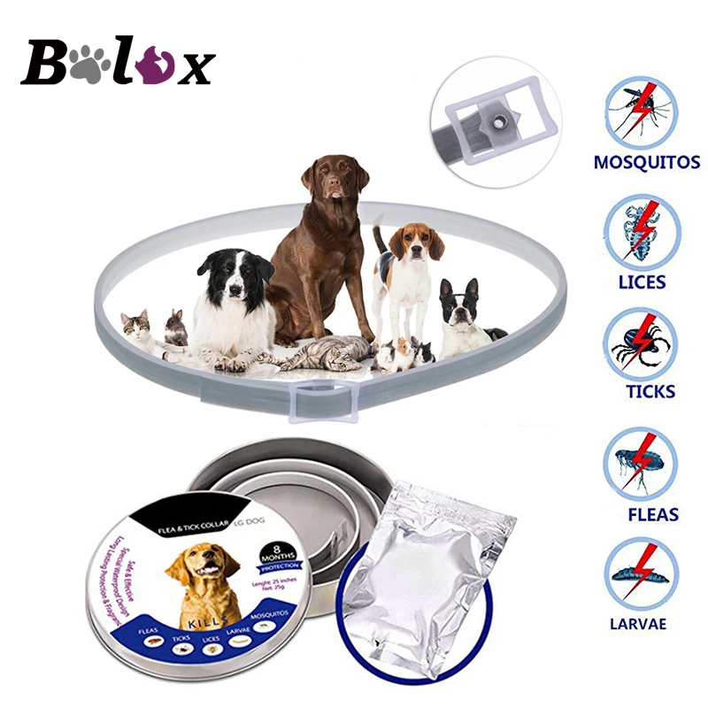 Pet dog Flea and Tick Collar for Dogs Adjustable Waterproof Repels Fleas Ticks Mosquitos Cat collar healthy Pet Supplies