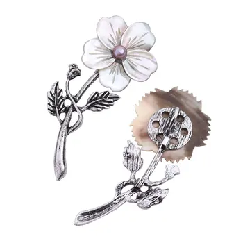 

New Vintage Alloy Cute Flower Bird Natural Shell Brooch Pins Shell Pandent Best Christms Gift For Women Gift Shell Pendant
