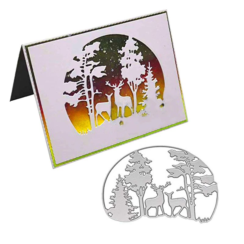 

Christmas Deer Dies Forest Tree Metal cutting dies Background Craft die cut stencil for DIY Scrapbooking paper card Template