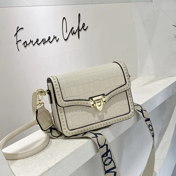 

Crocodile Pattern Crossbody Bags For Women 2020 Small rivet Handbag Small Bag PU Leather Hand Bag Ladies Designer Shoulder Bags