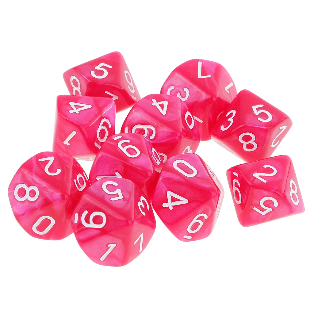 10PCS D10 Polyhedral Dice 10 Sided Dice for Dungeons and Dragons Table Game Board Game Dice Party Gambling Dices 