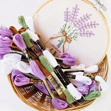 25 Designs Beginners Of Embroidery Diy Kit + Bamboo Hoop Thread Flowers Plants Pattern Cross Stitch Sewing Tools Punch Needle