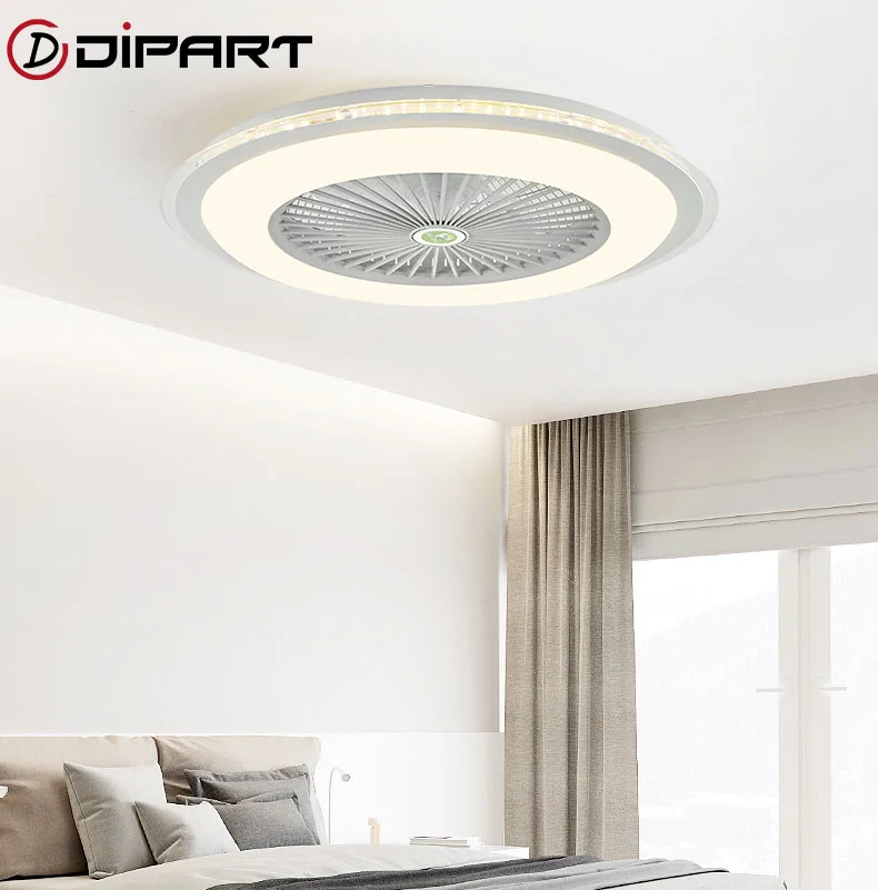 Remote Control Modern LED Fans Invisible Leaves Ultra-thin Ceiling Fan Lights Dimming Adjustable Wind for Bedroom Living Room