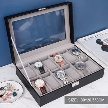 

Fashion 6/ 12 Grids Watch Boxes Storage Organizer Box Luxury Jewelry Ring Display High-end Watch Case Black Display Case Box
