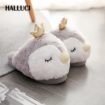 

New Japanese kawaii penguin home slippers women Couples shoes non-slip cute indoor slides woman winter keep warm cotton shoes