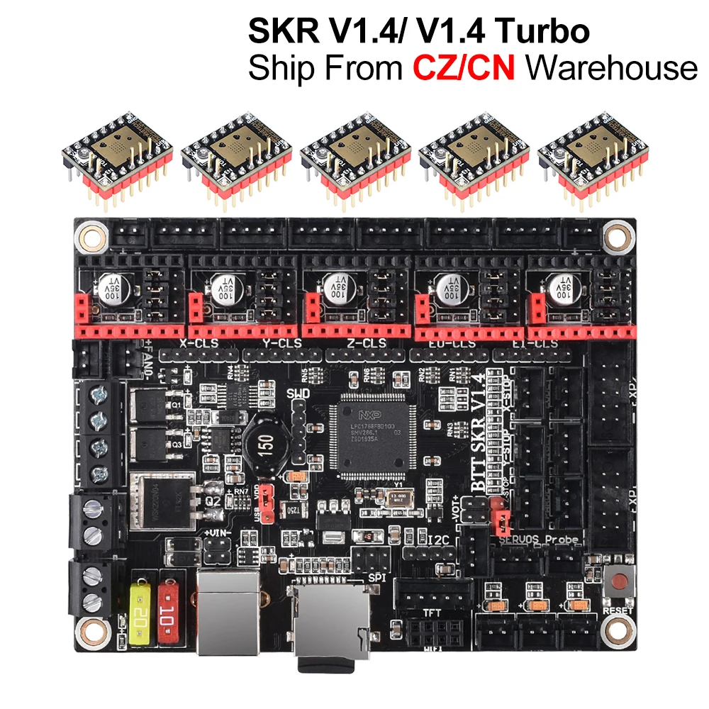 Bigtreetech skr v1.4 btt skr v1.4 turbo 32bit placa skr 2 peças de impressora 3d skr 1.4 mks sgen l tmc2209 tmc2208 ender3 atualizar
