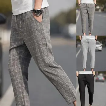 plaid drawstring pants mens