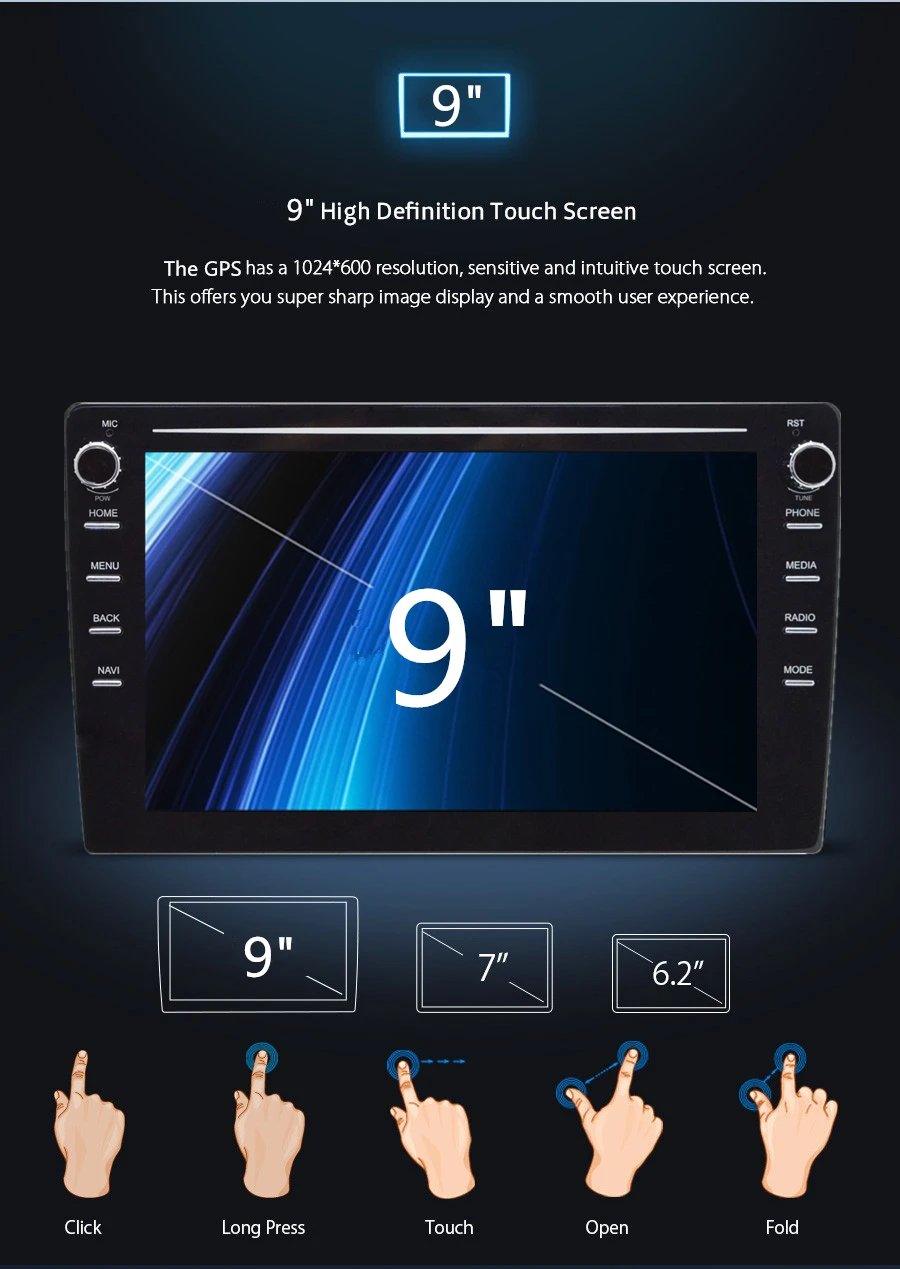 9" 4core 1+16G Android 9.0 Car MP5 Player Car Radio 2DIN GPS Universal Car Multimedia Player with Background Atmosphere Lamp