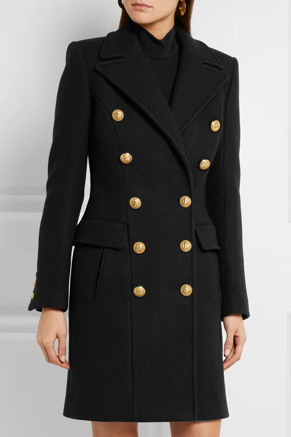 Однотонное двубортное длинное пальто для женщин теплое модное шерстяное пальто и куртка тонкая винтажная Длинная женская одежда