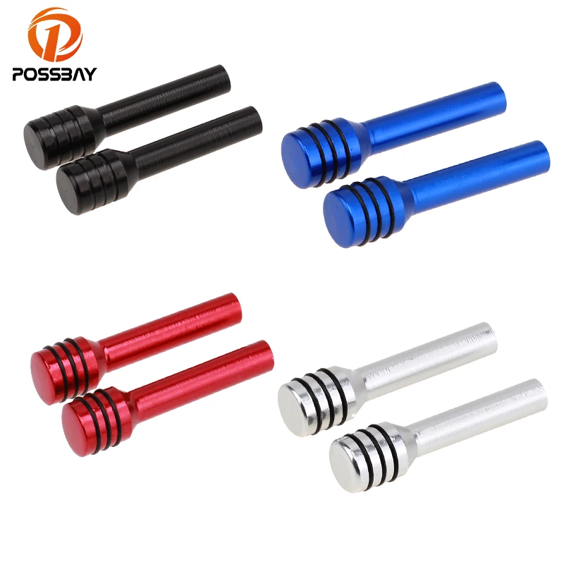 POSSBAY 2Pcs Car Door Lock Knob Pull Pins Silver/Blue/Red/Black Aluminum Alloy Interior Inside